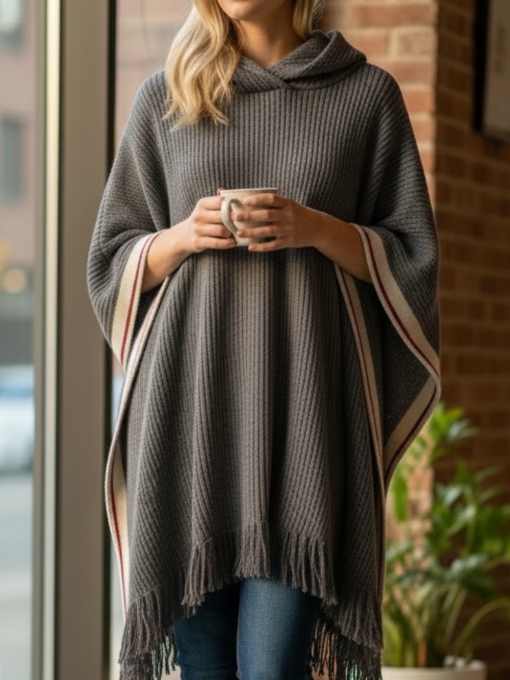 ⭐️ DKR Cottage Collection Poncho in Grey - O/S